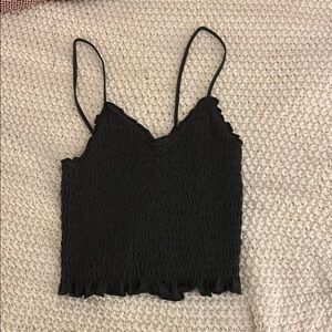 American Eagle Dark Gray/Black Ruffled Camisole